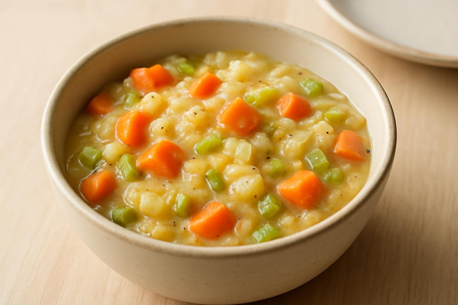 Creamy chicken and vegetable filling in a saucepan